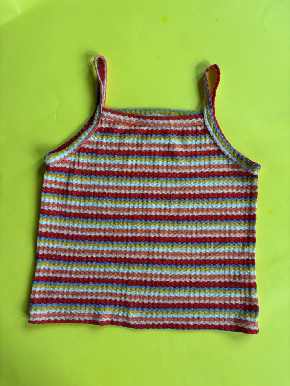Forever 21 Red, White, Blue & Yellow Striped Knit Tank Top